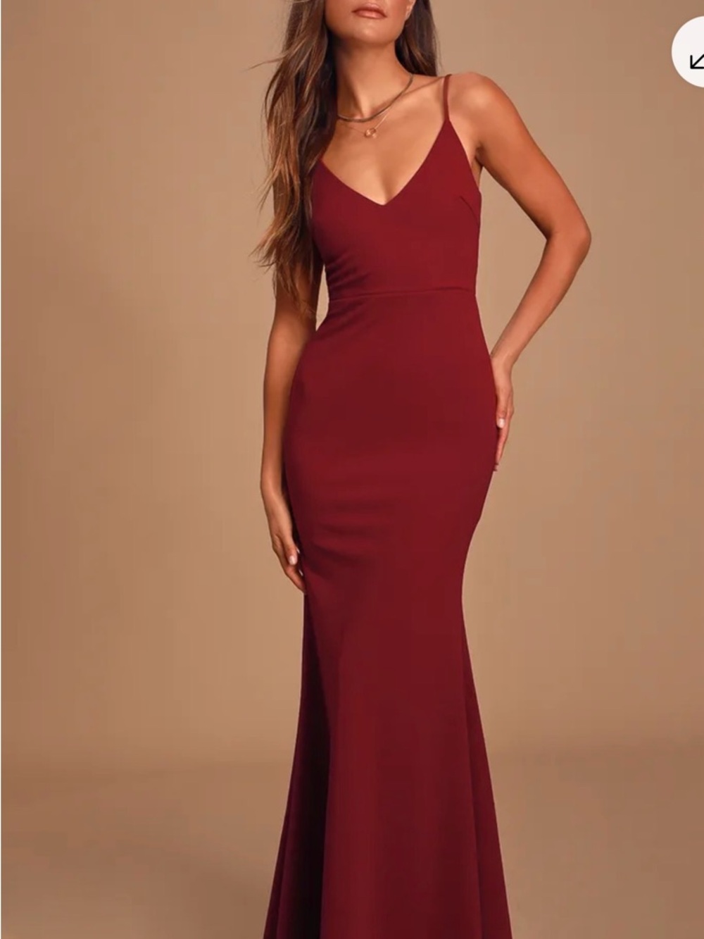 Lulu's Burgundy V-Neck Spaghetti Strap Maxi Dress